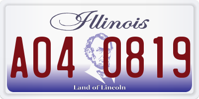 IL license plate A040819