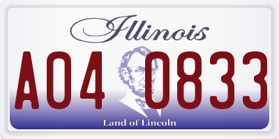 IL license plate A040833
