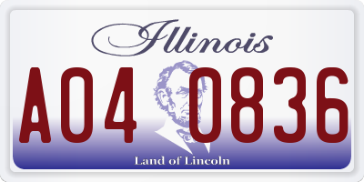 IL license plate A040836