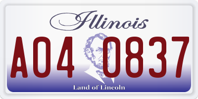 IL license plate A040837