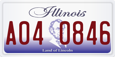 IL license plate A040846
