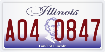 IL license plate A040847