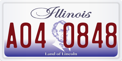 IL license plate A040848