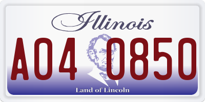 IL license plate A040850