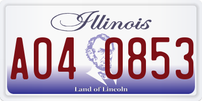 IL license plate A040853