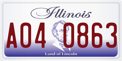 IL license plate A040863