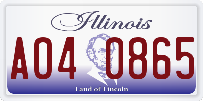 IL license plate A040865