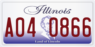 IL license plate A040866
