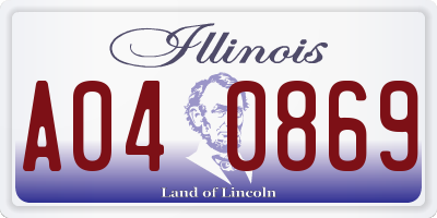IL license plate A040869