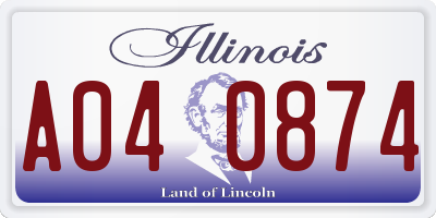 IL license plate A040874