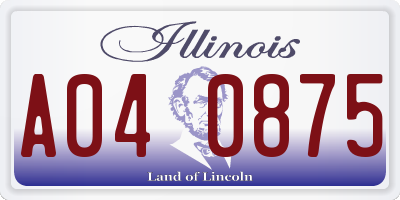 IL license plate A040875