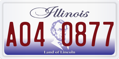 IL license plate A040877