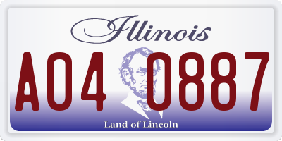 IL license plate A040887