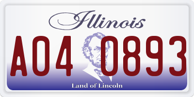 IL license plate A040893