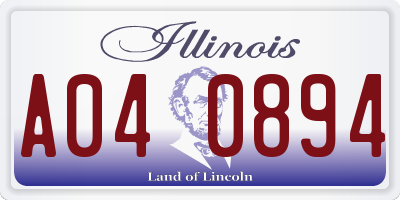 IL license plate A040894