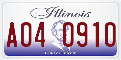 IL license plate A040910