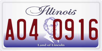 IL license plate A040916