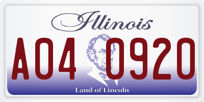 IL license plate A040920