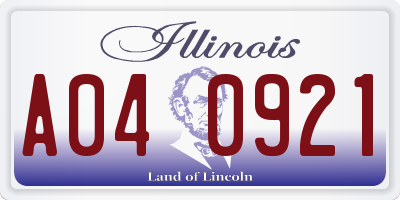 IL license plate A040921