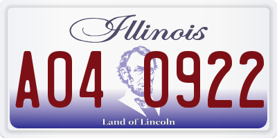 IL license plate A040922