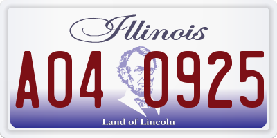 IL license plate A040925