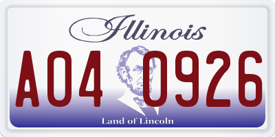 IL license plate A040926