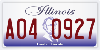 IL license plate A040927