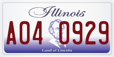 IL license plate A040929