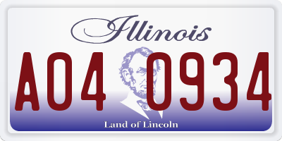 IL license plate A040934