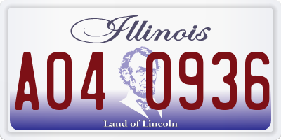 IL license plate A040936