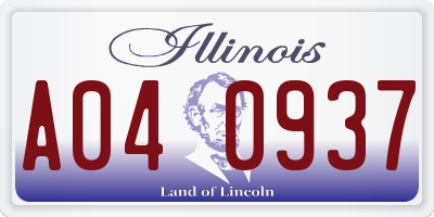 IL license plate A040937