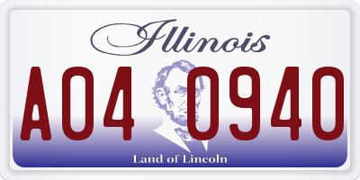 IL license plate A040940