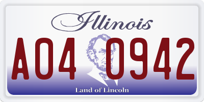 IL license plate A040942