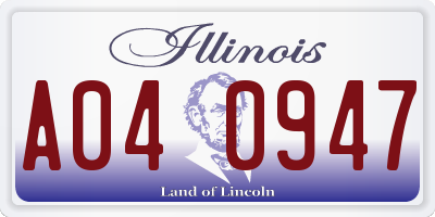 IL license plate A040947