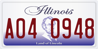 IL license plate A040948