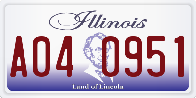 IL license plate A040951