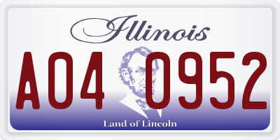 IL license plate A040952