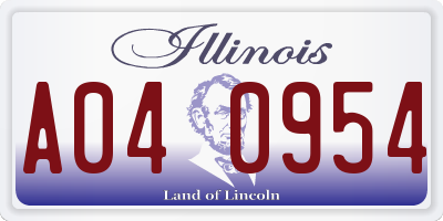 IL license plate A040954