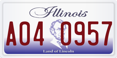 IL license plate A040957