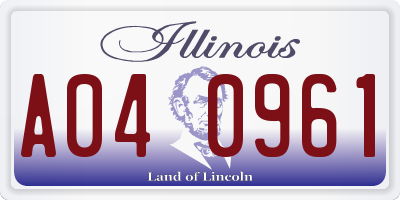 IL license plate A040961