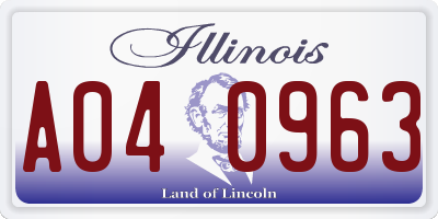 IL license plate A040963