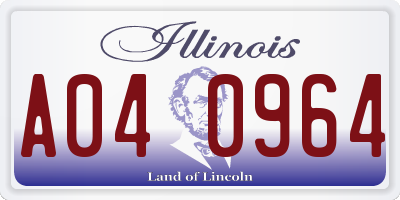 IL license plate A040964