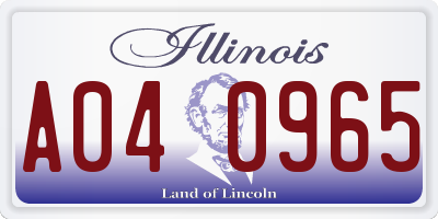 IL license plate A040965