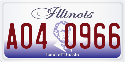 IL license plate A040966
