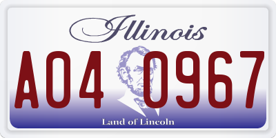 IL license plate A040967