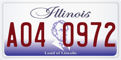 IL license plate A040972