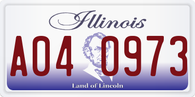 IL license plate A040973