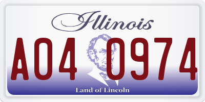 IL license plate A040974