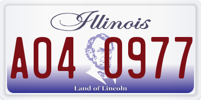 IL license plate A040977