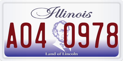 IL license plate A040978